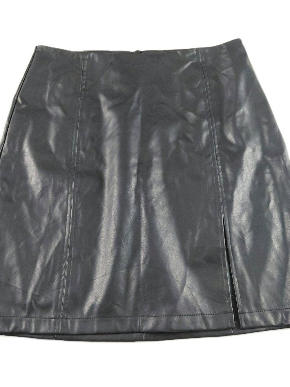 Mangopop Faux Leather Mini Skirt Women's Size Small Black Front Slit